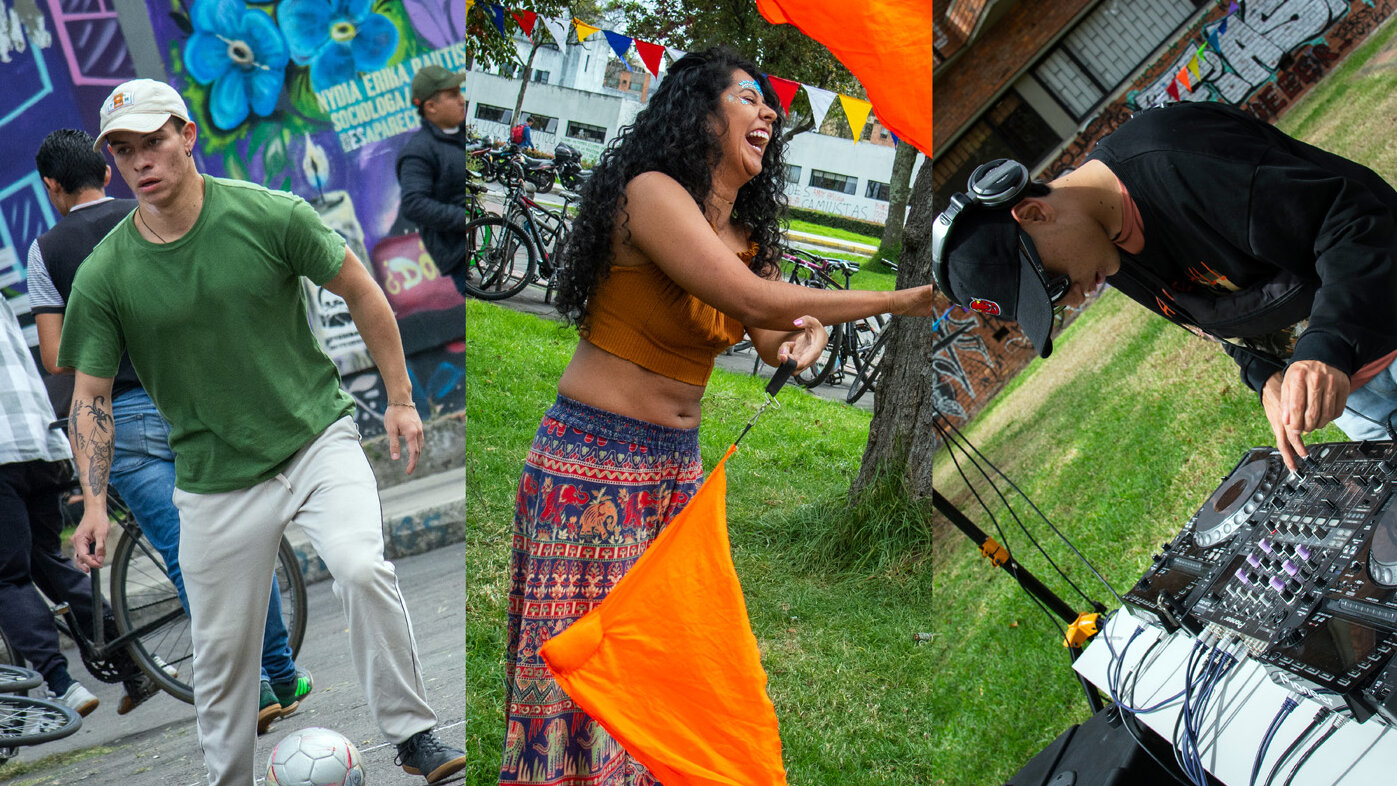 El campus de la UNAL Sede Bogotá se llenó hoy de arte, música y deporte con el propósito de restaurar y fortalecer la paz en el entorno universitario. Fotos: Nicol Torres, Unimedios.