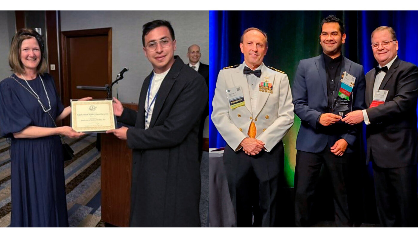 Los especialistas en Medicina Aeroespacial, Brian Ramírez Martínez y Diego García Morales fueron premiados durante el Congreso Anual de Medicina Aeroespacial, realizado en Chicago (Illinois, Estados Unidos) 