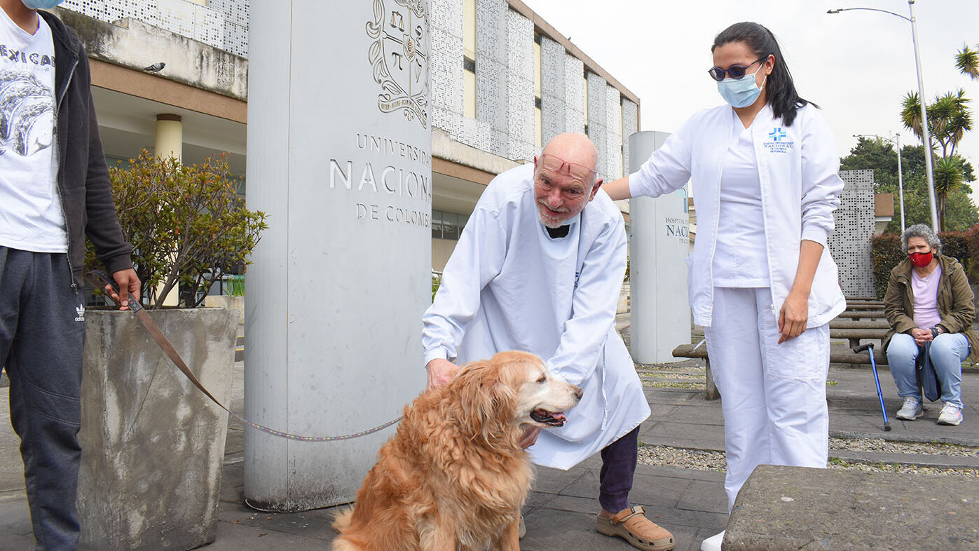 Los perros han sido incluidos como parte integral del proceso de recuperación de pacientes. Foto: Oficina de Comunicaciones HUN.