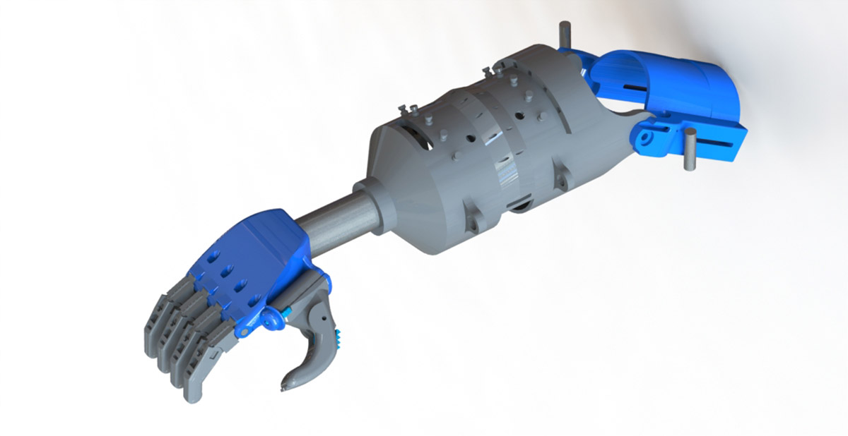 El modelo Twist Arm 2.0 es una prótesis mecánica activa transradial. Fotos: proyecto Twist Arm 2.0.