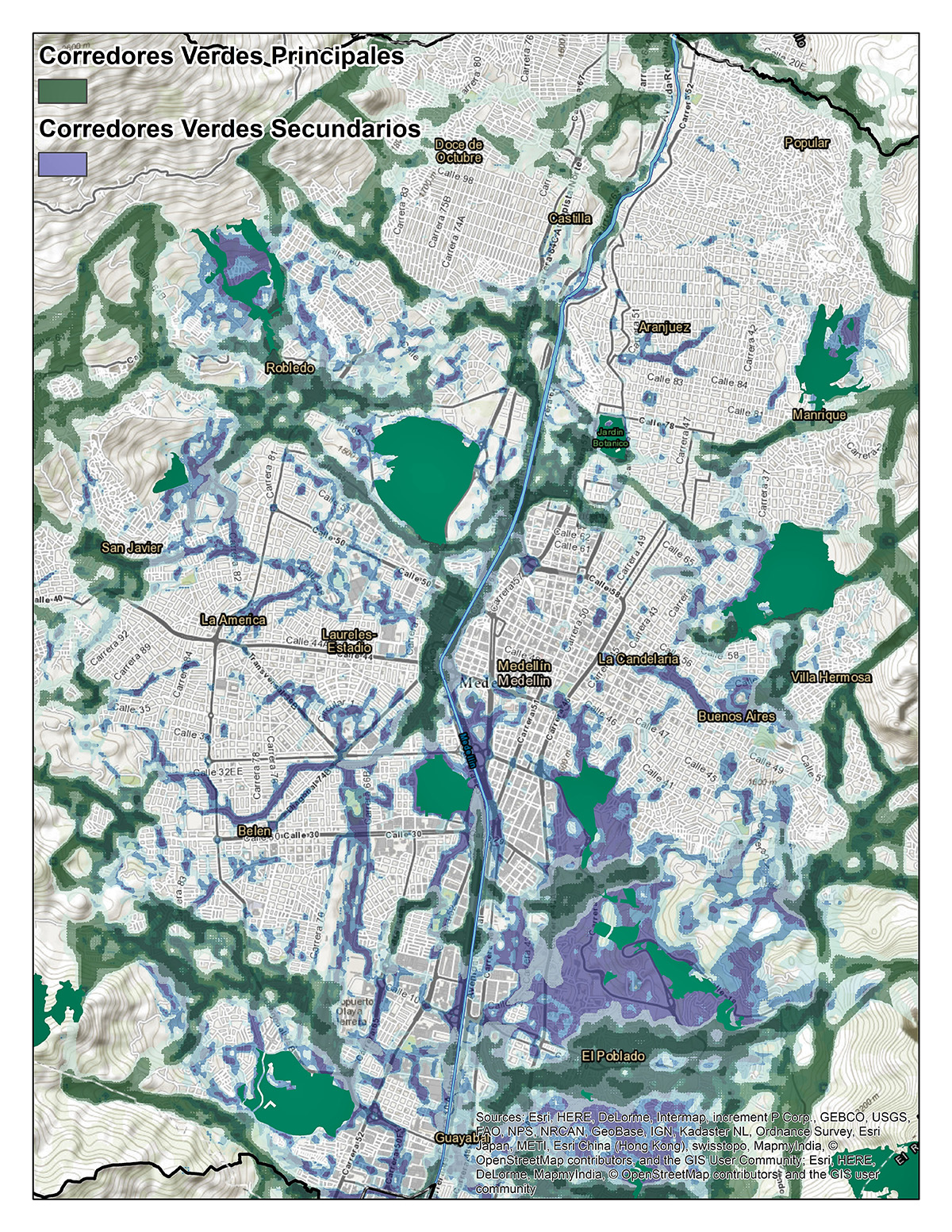 Mapa de corredores verdes. Fotos: cortesía Carlos Eduardo Ortiz Yusty.