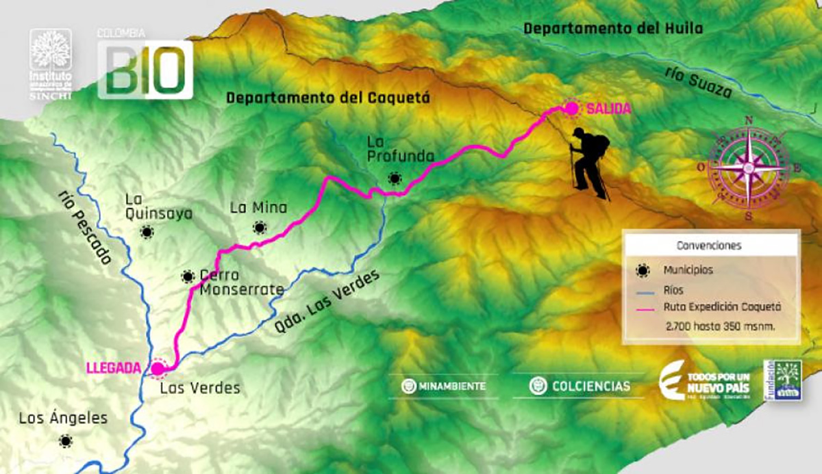 Este es el recorrido que harán los expedicionarios por la ruta del Caquetá.