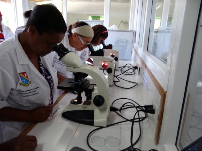 Práctica en el Laboratorio de investigación científica. Fotos: Elkin Bevans/UN Sede Caribe