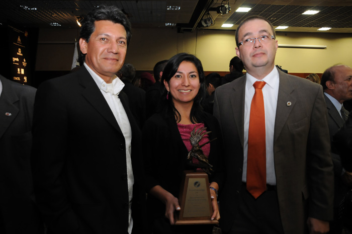 Enrique Blanco, coordinator of Agencia de Noticias UN, Carolina Lancheros, press chief of Universidad Nacional de Colombia, and Carlos Alberto Patiño, director of Unimedios. Photo: Unimedios.